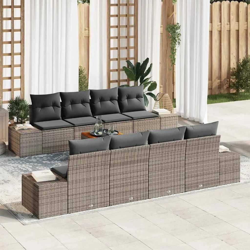Ensemble Canapé Jardin 7 Pièces Résine Tressée Modulaire 6 Places avec Rangement Gris – ComfortXL Outdoor Living