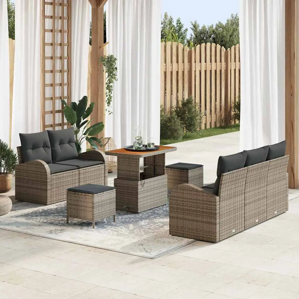 Ensemble de jardin 8 pcs polyrotin design moderne pour 7 personnes Gris – ComfortXL Outdoor Living