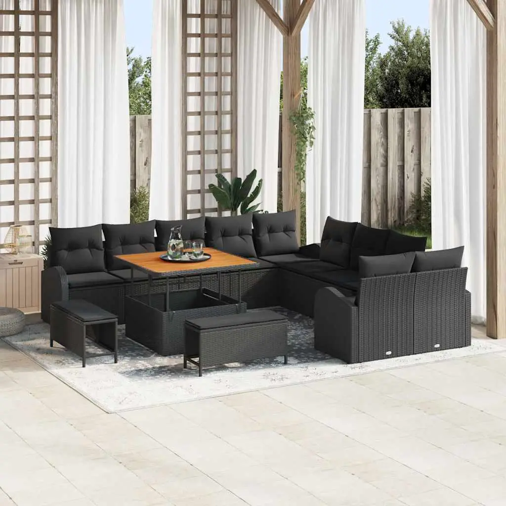 Ensemble canapé de jardin en polyrotin modulable grande capacité Noir – ComfortXL Outdoor Living