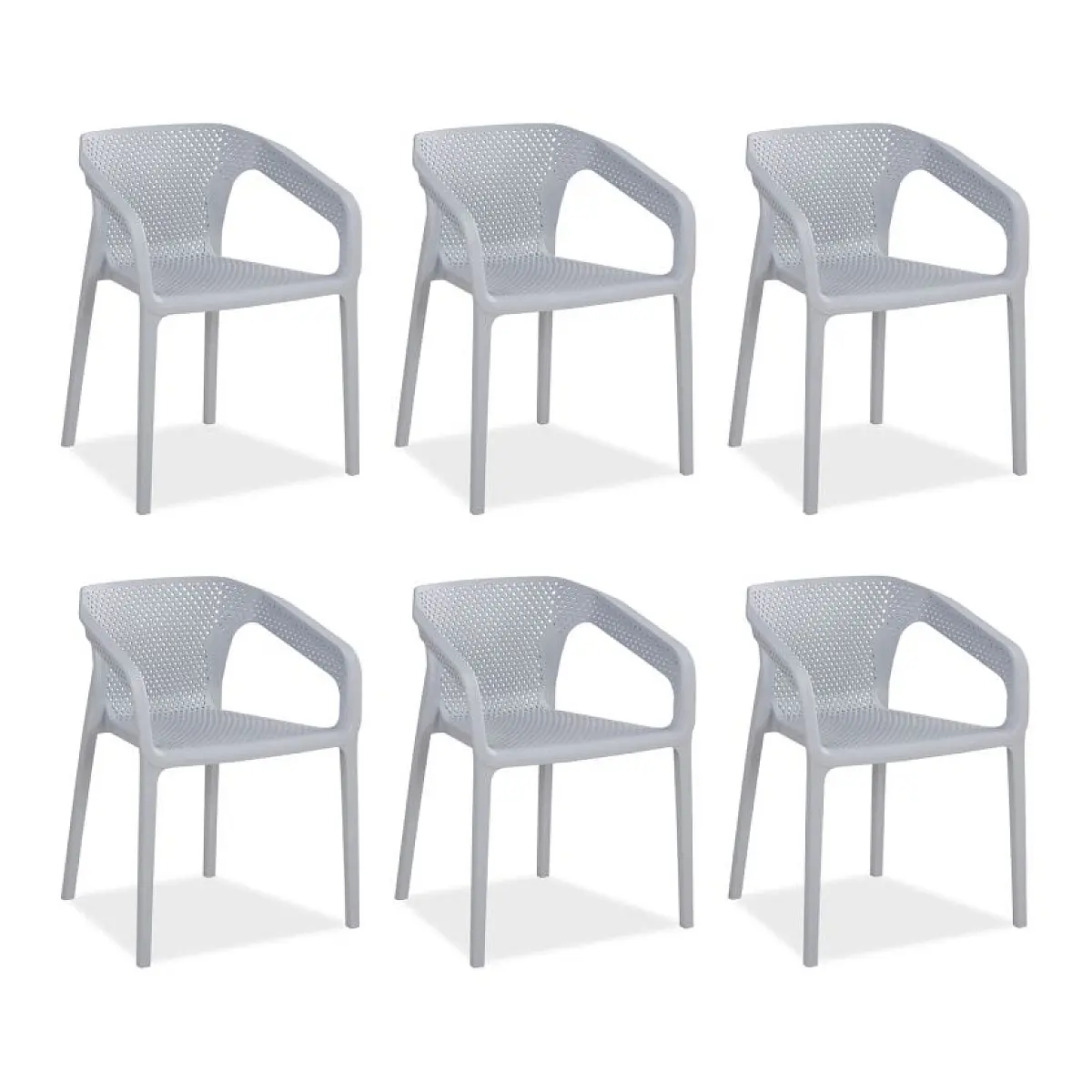 Ensemble de 6 chaises de jardin grises élégantes et confortables