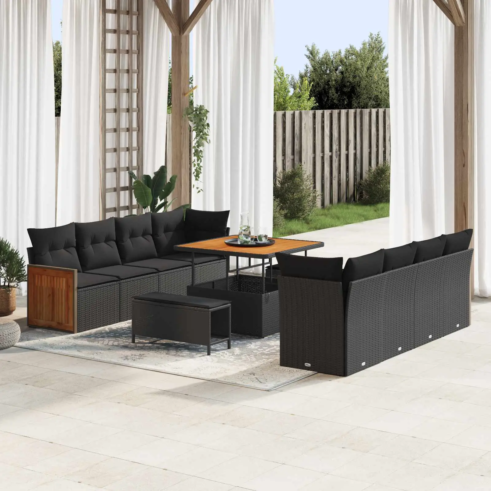 Ensemble de canapé de jardin Noir 231 x 224 x 85 cm polyrotin vidaXL 3365234