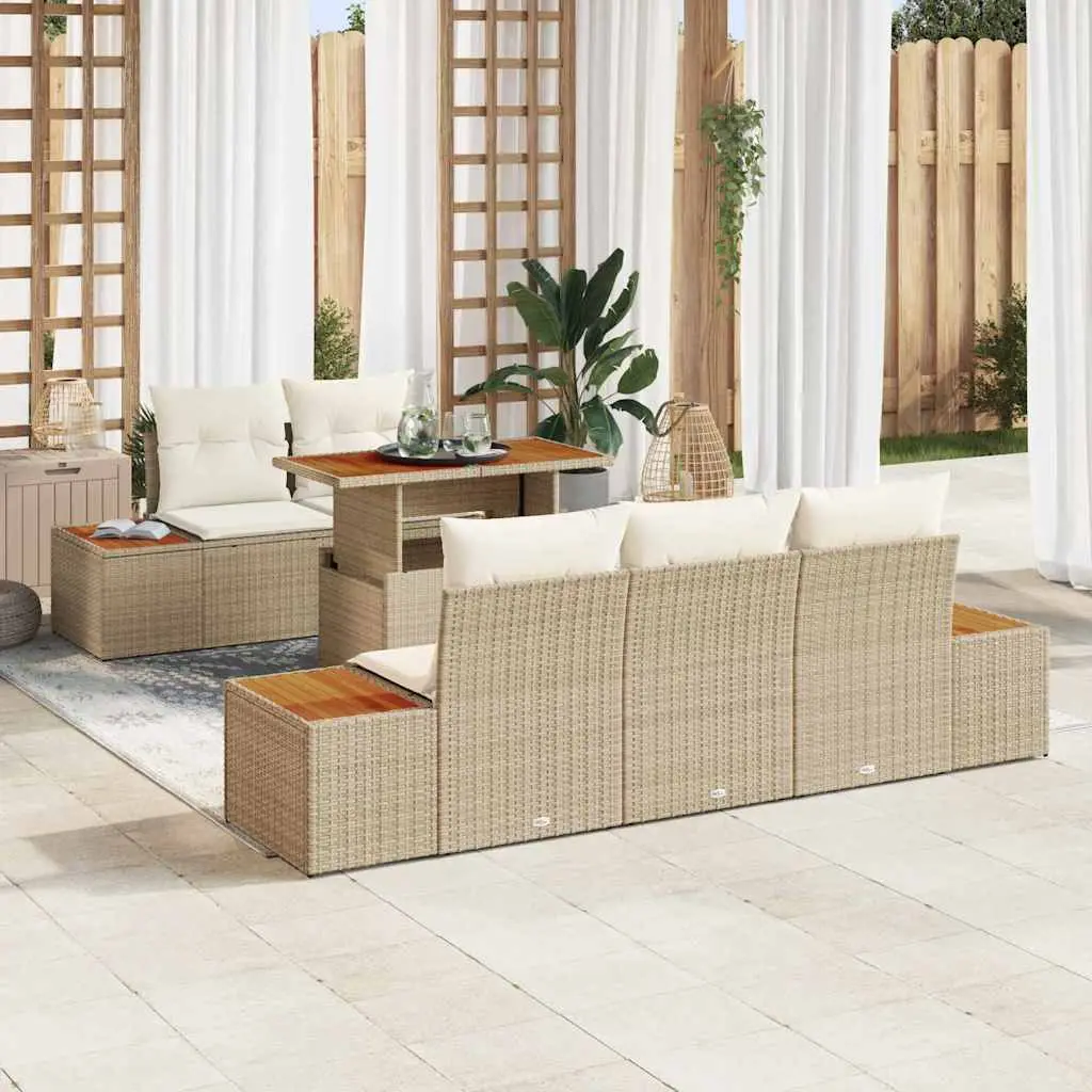 Ensemble de salle à manger pour jardin 6 pcs Beige et crème vidaXL 3350028 beige et crème