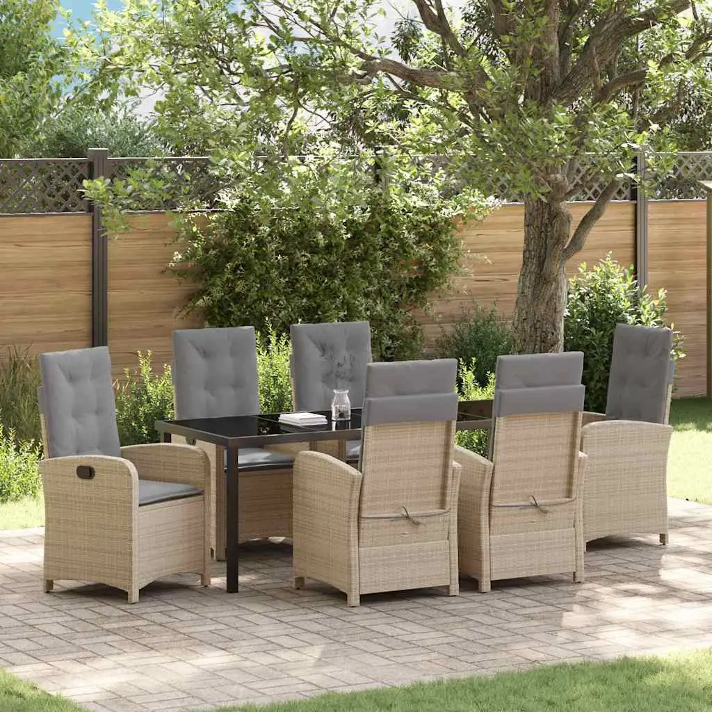 Ensemble de salle à manger pour jardin 7 pcs Beige polyrotin vidaXL 3380293 beige et gris clair