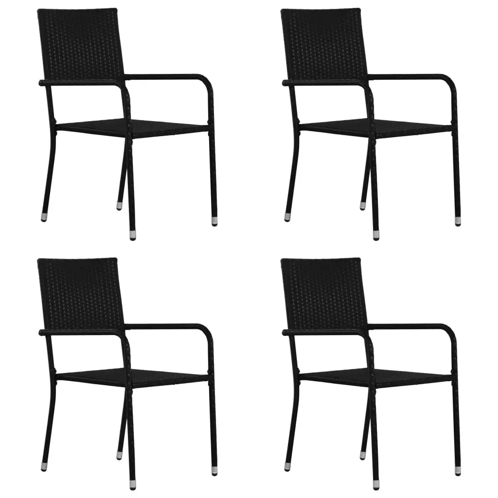Ensemble de 5 pcs table de jardin avec chaises – mobilier de jardin Résine tressée Noir-JU2544