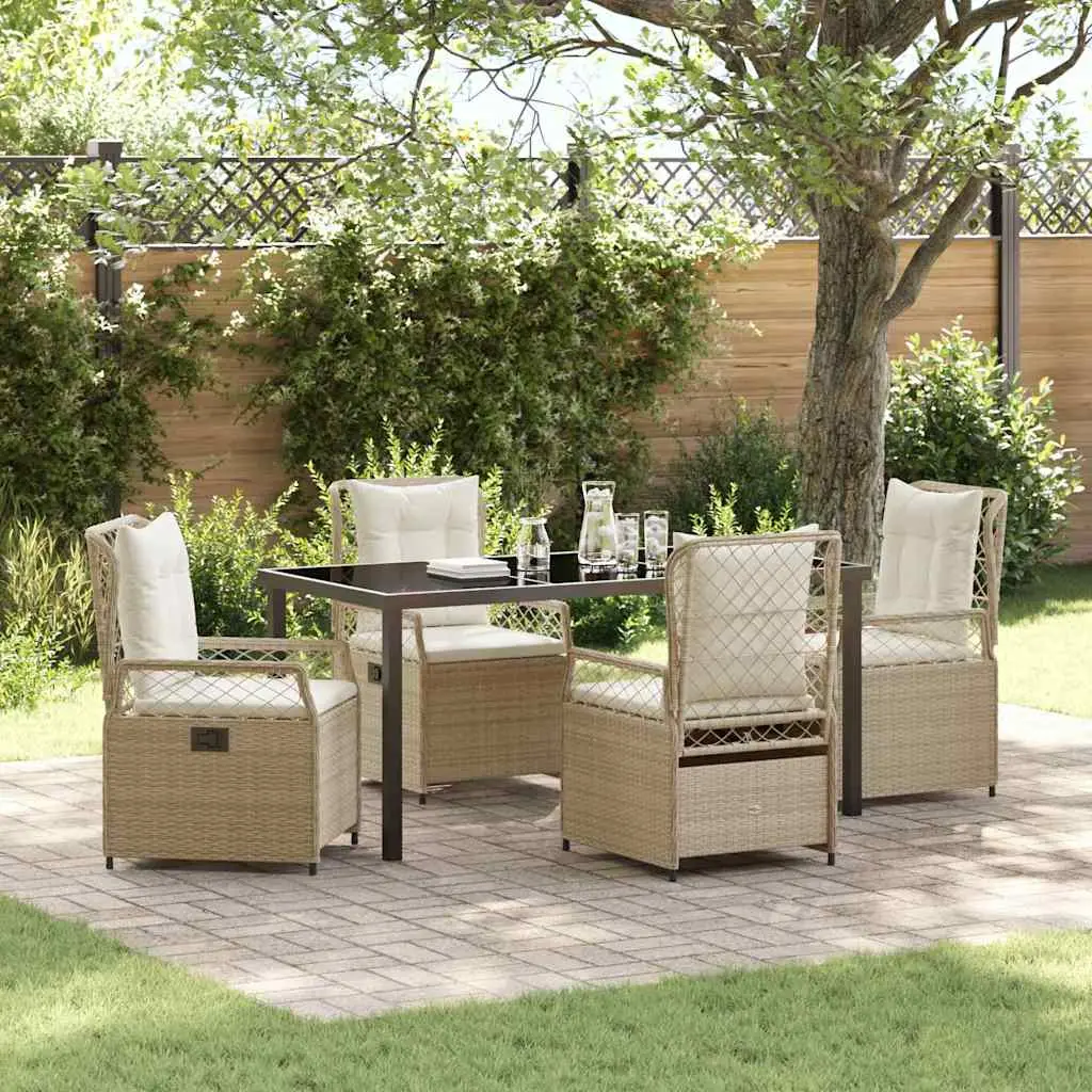 Ensemble de salle à manger pour jardin 5 pcs vidaXL 3381012 beige et blanc crème