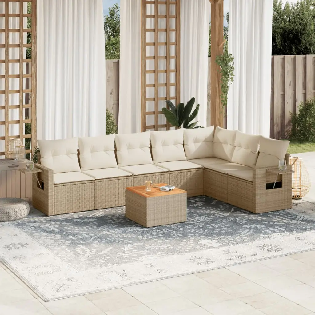 Ensemble de Jardin d’Angle 7 Places en Résine Tressée avec Coussins Crème et Table Basse Beige – ComfortXL Outdoor Living