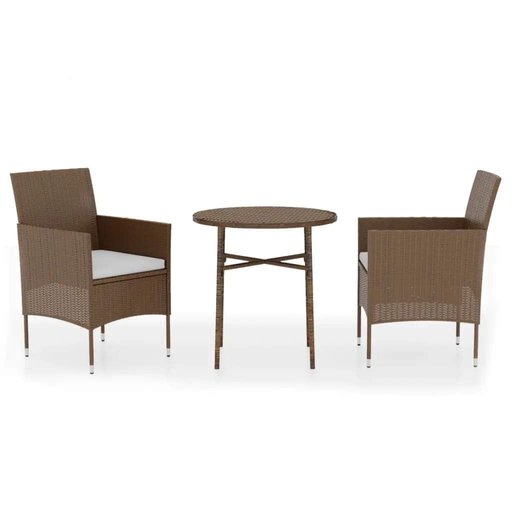 Ensemble de 3 pcs table de jardin avec chaises – mobilier de jardin Résine tressée Marron