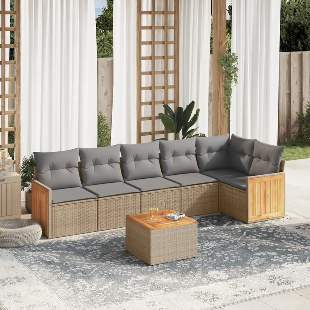 Ensemble canapés de jardin 7 pcs résine tressée modulable avec coffre de rangement beige – ComfortXL Outdoor Living