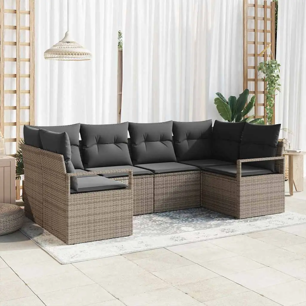 Ensemble de Canapés avec coussin 6 pcs Gris polyrotin vidaXL 3346519