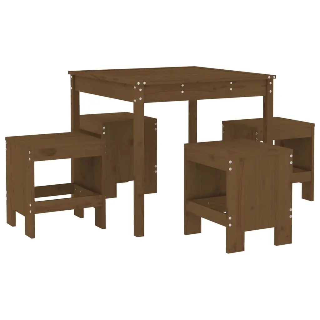 Ensemble de 5 pcs table de jardin avec chaises – mobilier de jardin marron miel bois pin massif-JU2851