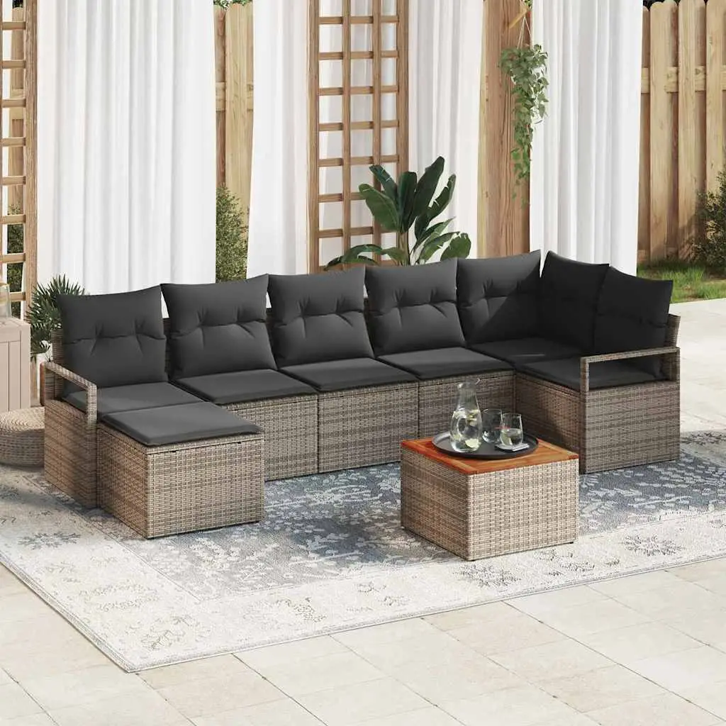 Ensemble de jardin 8 pièces en poly rotin moderne pour balcon ou terrasse Gris – ComfortXL Outdoor Living