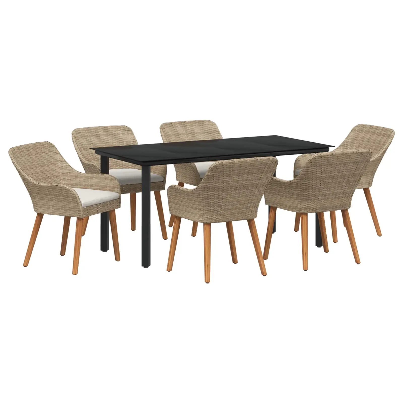 Ensemble de salle à manger pour jardin 7 pcs Beige polyrotin vidaXL 3261702 Beige