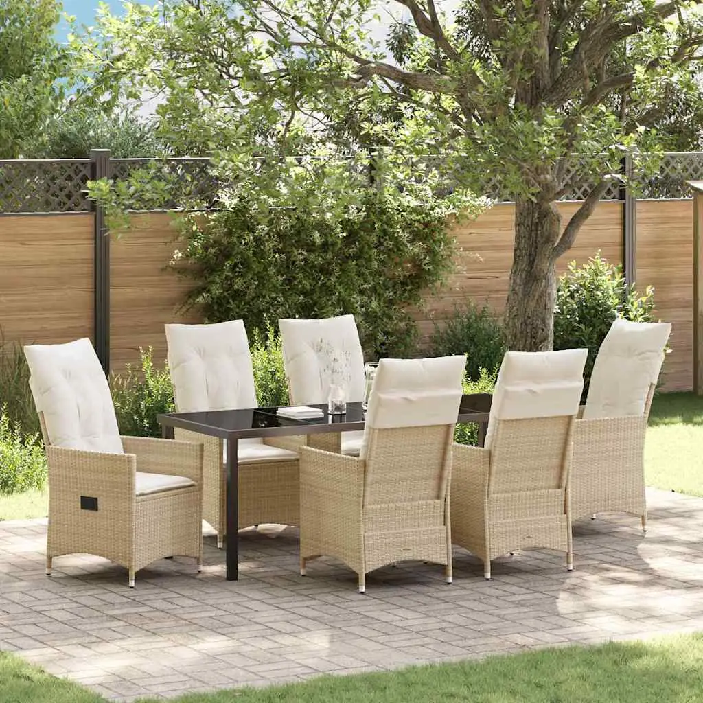 Ensemble de salle à manger pour jardin 7 pcs Beige polyrotin vidaXL 3379560 Beige