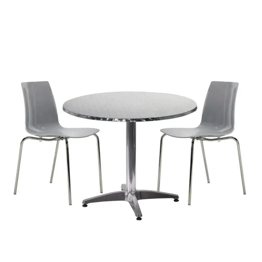 Ensemble d’extérieur 4 chaises design table ronde bar Gin Tonic|Gris