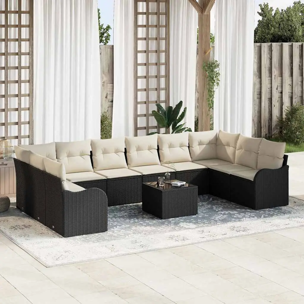 Ensemble de canapé de jardin Noir 55 x 55 x 37 cm polyrotin vidaXL 3345887