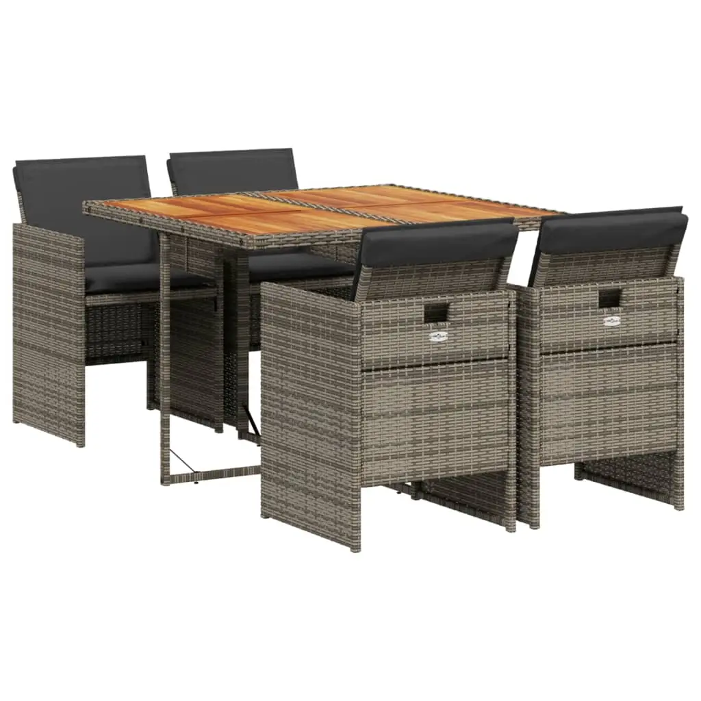 Ensemble de 5 pcs table de jardin avec chaises – mobilier de jardin coussins gris résine tressée-JU2497
