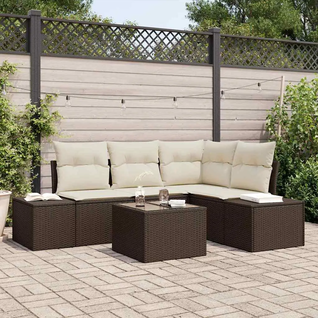 Ensemble de canapé de jardin Marron et Crème polyrotin vidaXL 3355717