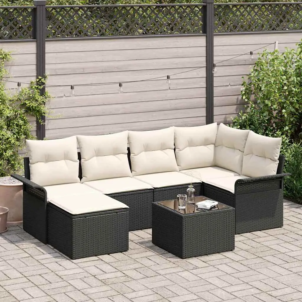 Ensemble de canapé de jardin avec stockage 7 pcs Noir polyrotin vidaXL 3354106