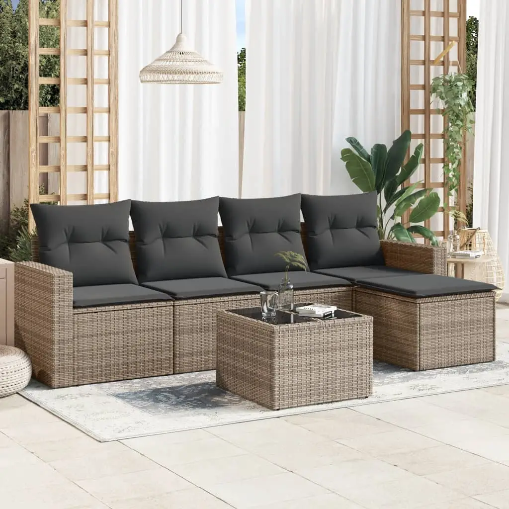 Ensemble d’Extérieur 6 Pièces Résine Tressée Gris avec Coffres de Rangement et Table – ComfortXL Outdoor Living