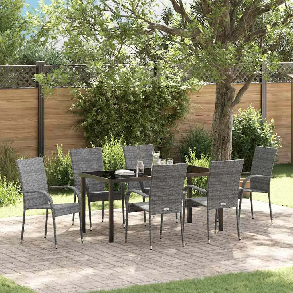 Ensemble de salle à manger pour jardin 7 pcs Gris vidaXL 3379412