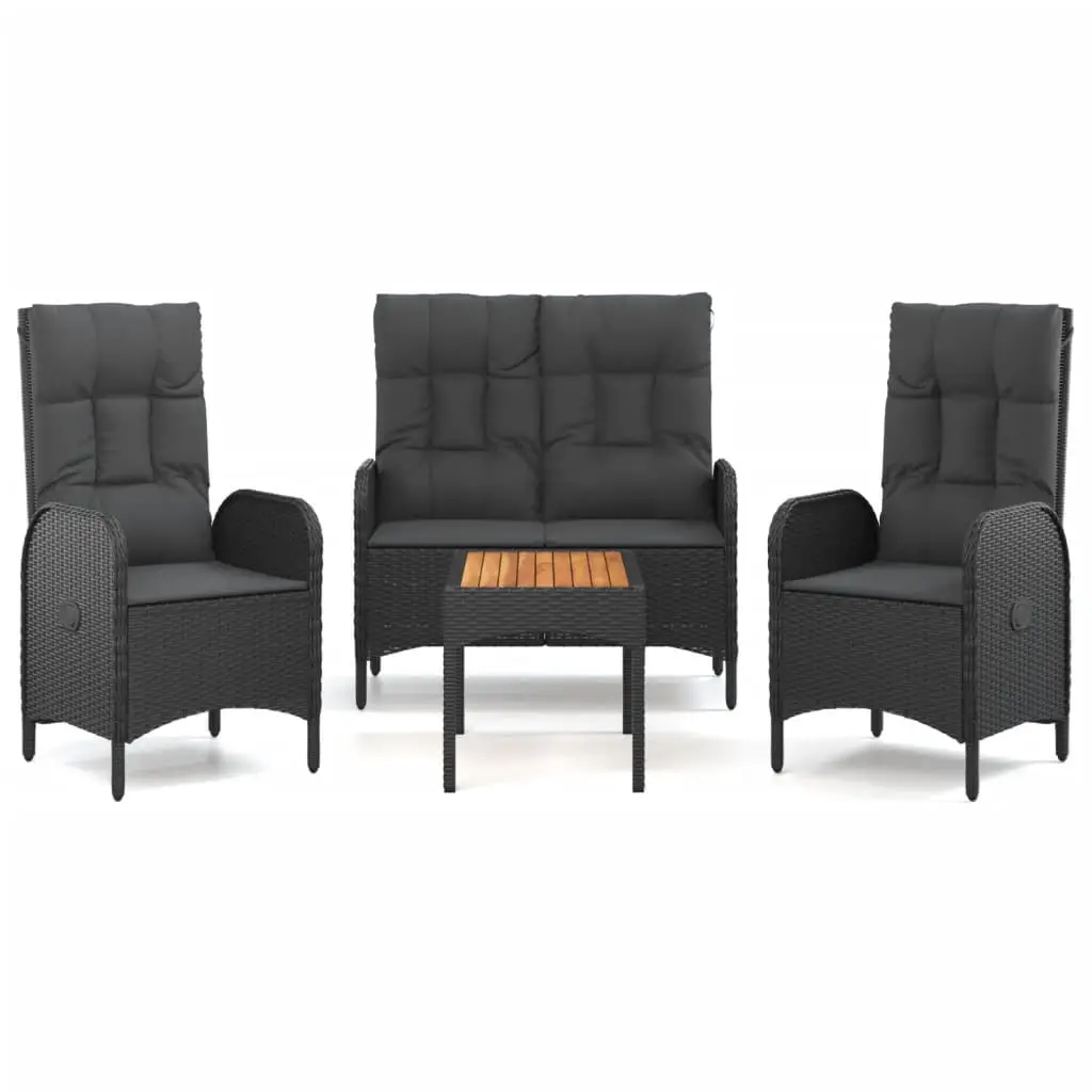 Ensemble de 4 pcs table de jardin avec chaises – mobilier de jardin avec coussins noir-JU2969