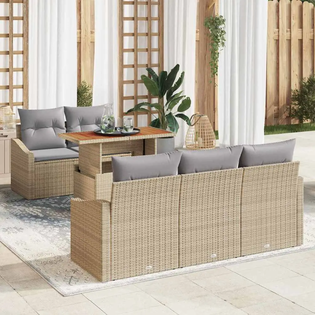 Ensemble de salle à manger pour jardin 6 pcs Beige et gris vidaXL 3349776 beige et gris