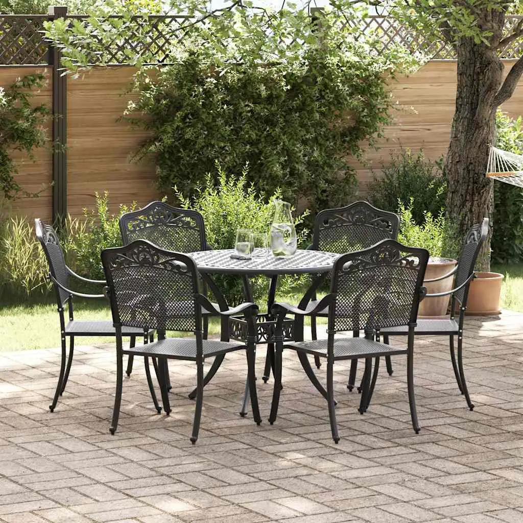 Ensemble de salle à manger pour jardin 7 pcs Noir Aluminium vidaXL 3334705