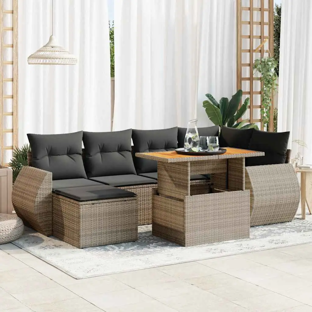 Ensemble canapés de jardin 7 places en résine tressée avec table ajustable pour extérieur Gris – ComfortXL Outdoor Living