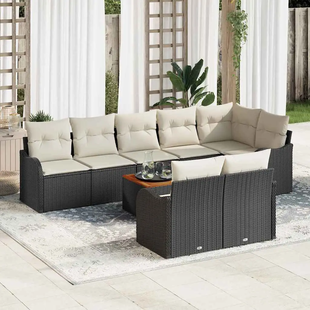 Ensemble de canapé de jardin avec coussin 9 pcs Noir polyrotin vidaXL 3347467