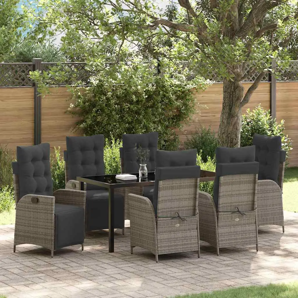Ensemble de salle à manger pour jardin 7 pcs Gris polyrotin vidaXL 3380551