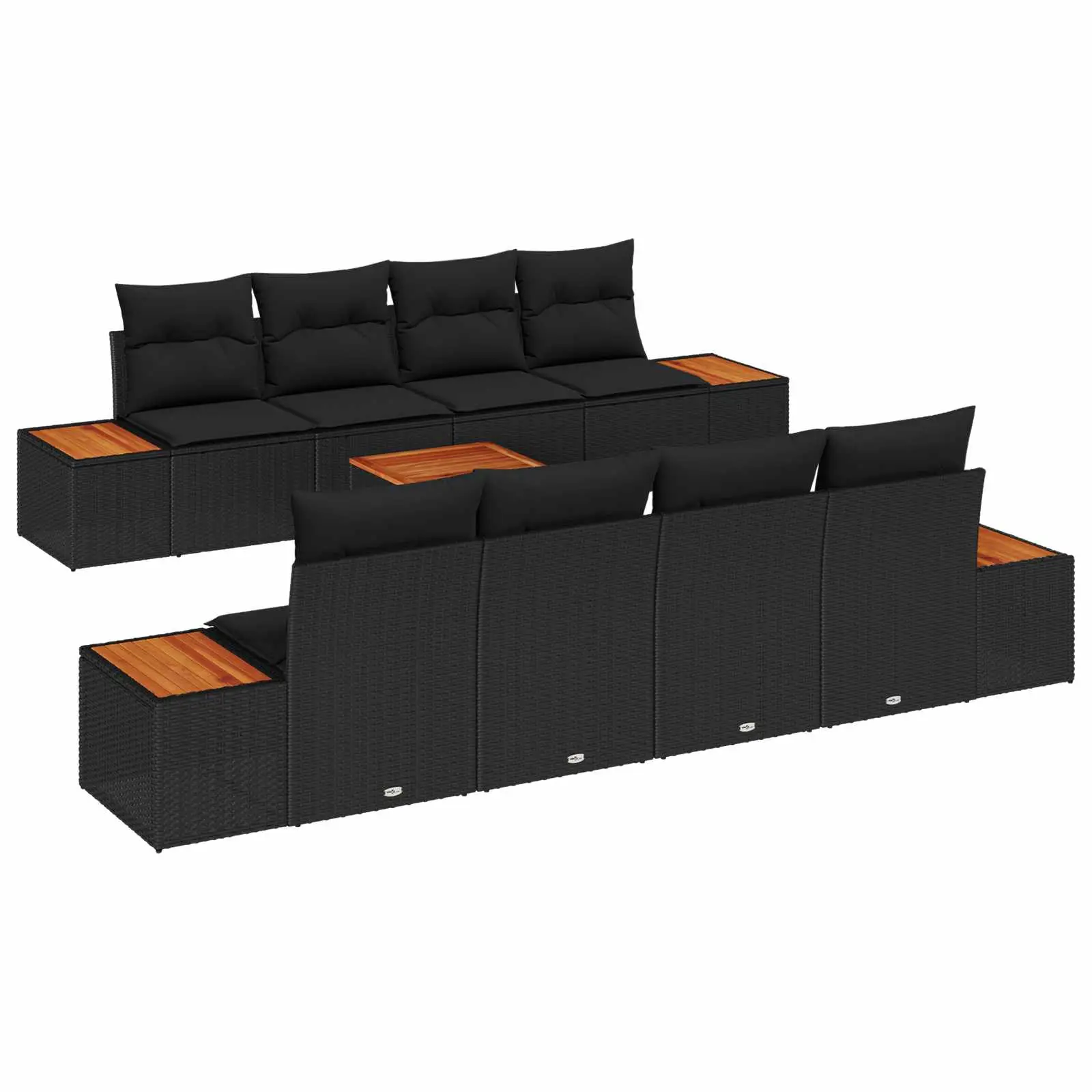 Ensemble de canapé de jardin avec coussin 9 pcs Noir Poly rotin vidaXL 3348049