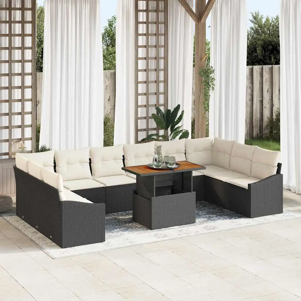 Ensemble de salle à manger pour jardin 11 pcs Noir et Crème vidaXL 3349886 Noir et crème