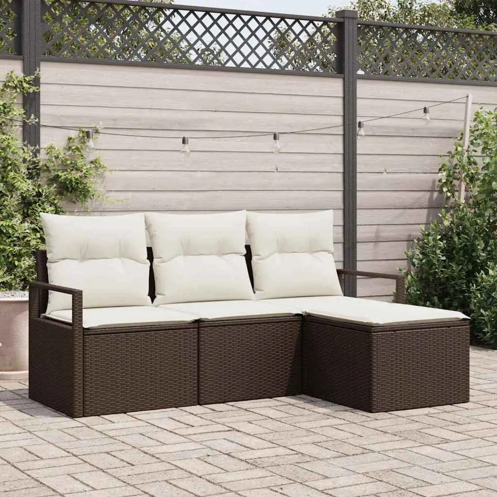 Ensemble de Canapés 4 pcs Marron et Crème polyrotin vidaXL 3354997