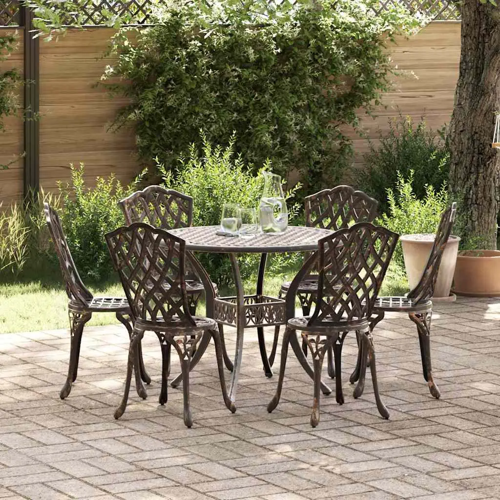 Ensemble de salle à manger pour jardin 7 pcs Bronze Aluminium vidaXL 3334712