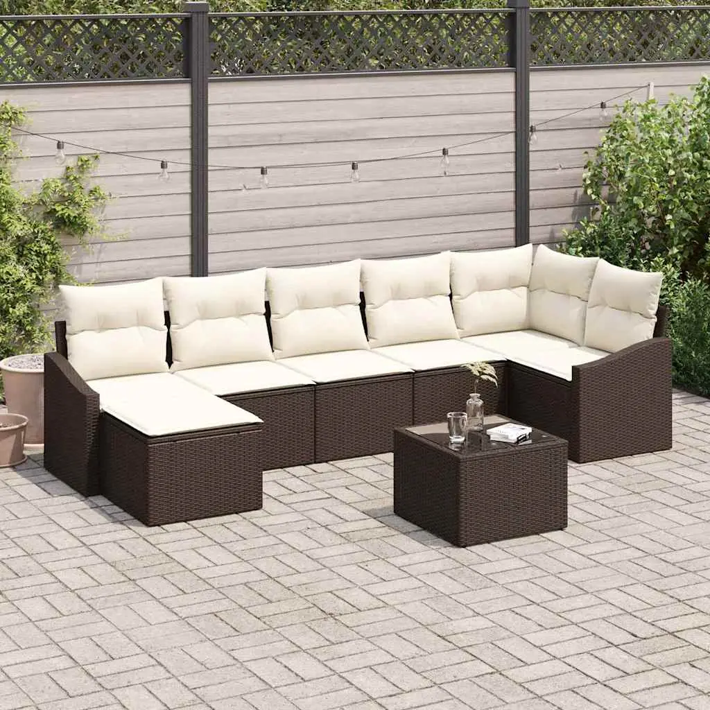 Ensemble de Canapés avec coussin 8 pcs Marron polyrotin vidaXL 3346818
