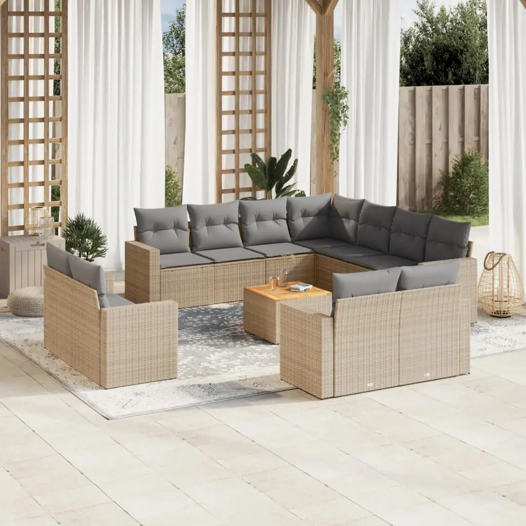 Ensemble de Jardin Modulable 12 Pièces Poly Rotin Beige et Gris pour Balcon et Patio – ComfortXL Outdoor Living