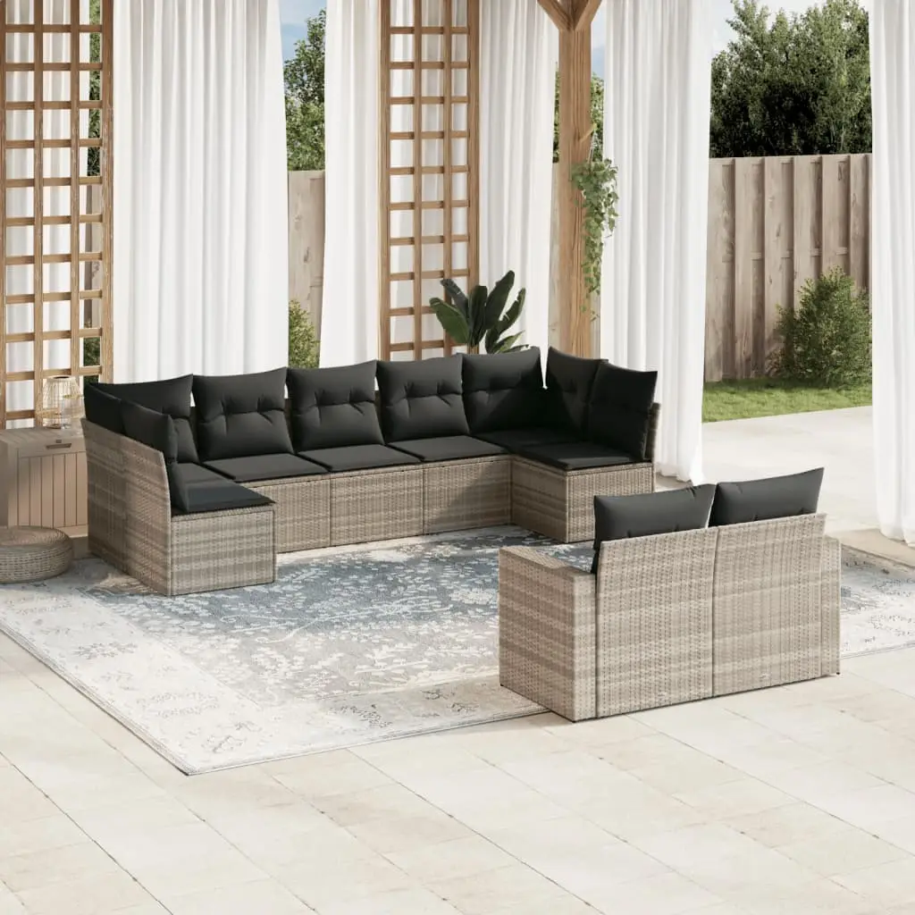 Ensemble Canapé de Jardin Modulable 9 Places, Mobilier de Terrasse en Résine Tressée Gris Clair Design – ComfortXL Outdoor Living