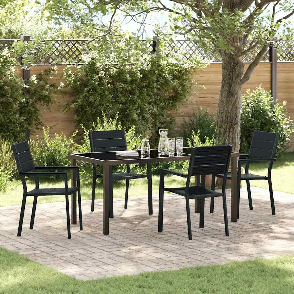 Ensemble de salle à manger pour jardin 5 pcs Noir vidaXL 3379145