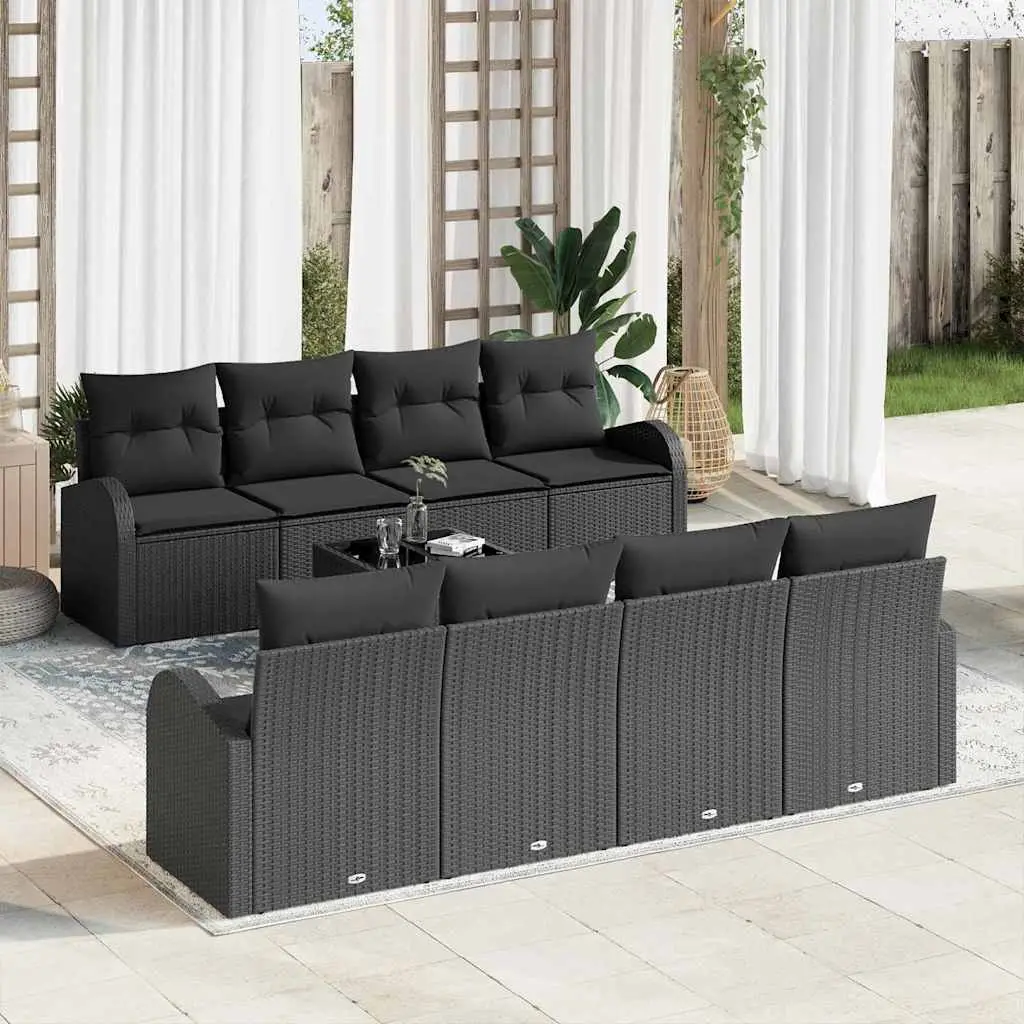 Ensemble de canapé de jardin Noir 55 x 55 x 37 cm polyrotin vidaXL 3345973