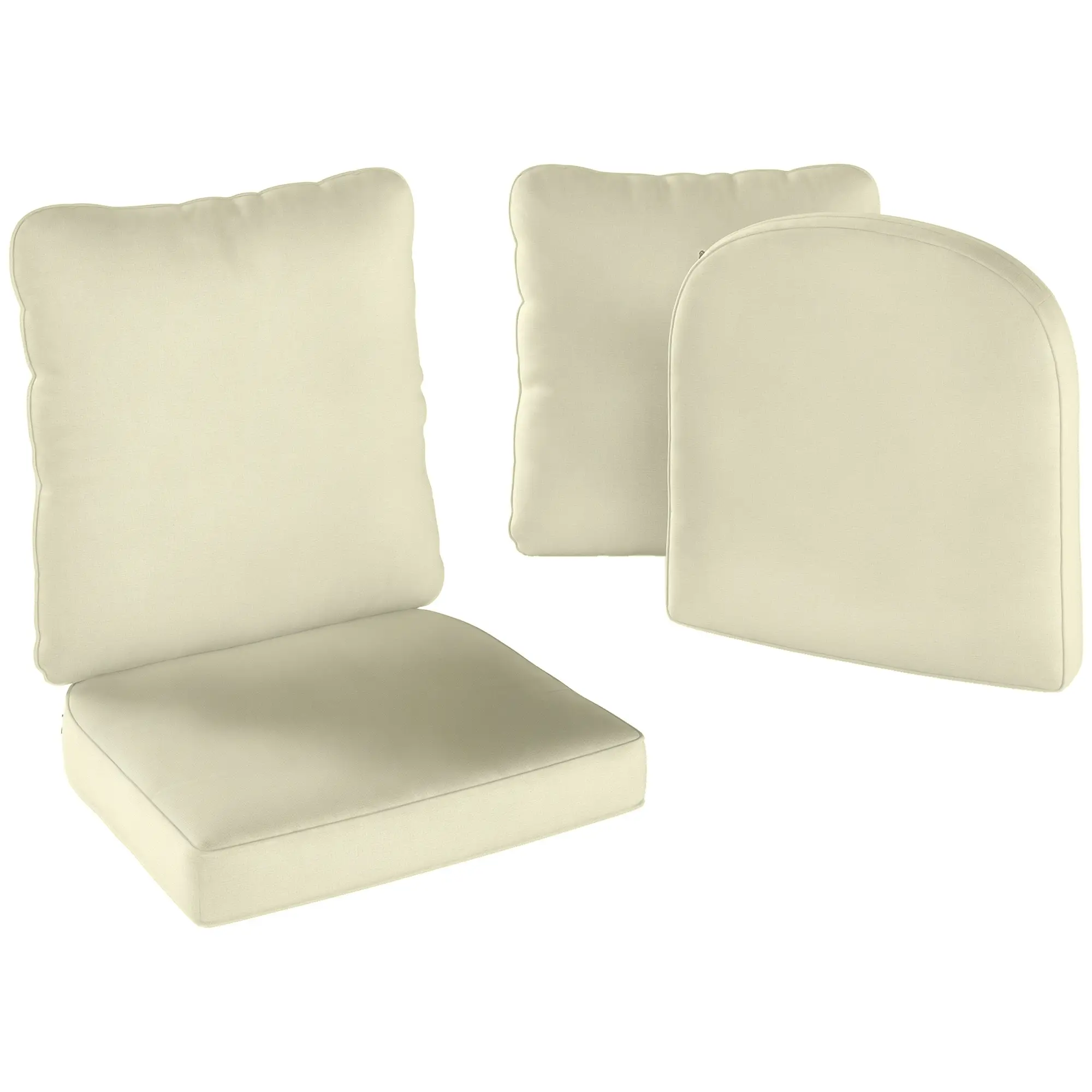 Ensemble de 2 coussins d’assise avec dossier confortable respirant housse amovible résistante aux UV extérieur intérieur crème – Outsunny