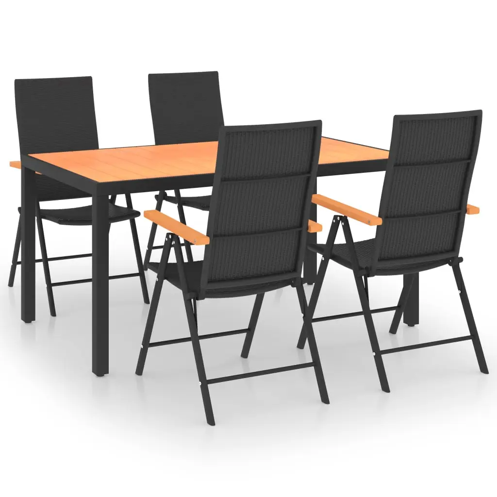 Ensemble de 5 pcs table de jardin avec chaises – mobilier de jardin noir et marron-JU2972