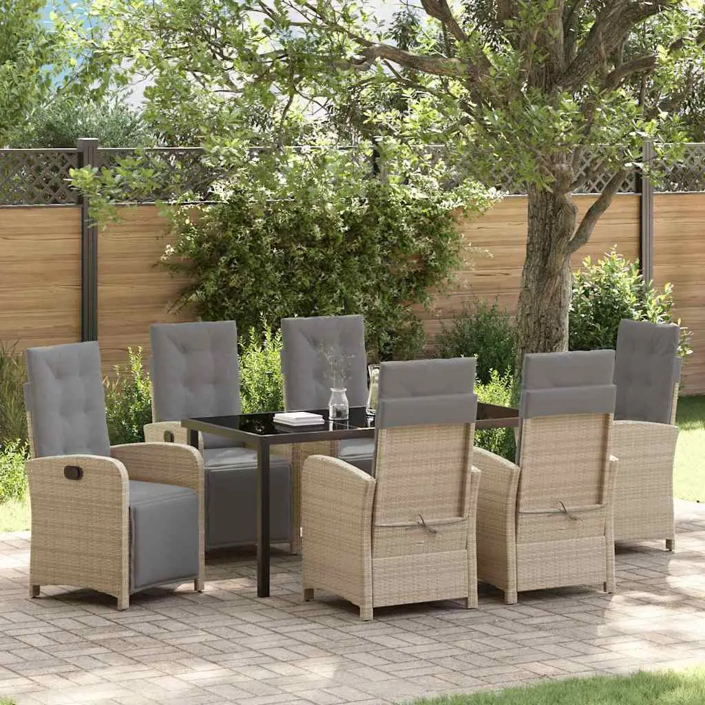 Ensemble de salle à manger pour jardin 7 pcs Beige polyrotin vidaXL 3380341 Beiges mixtes