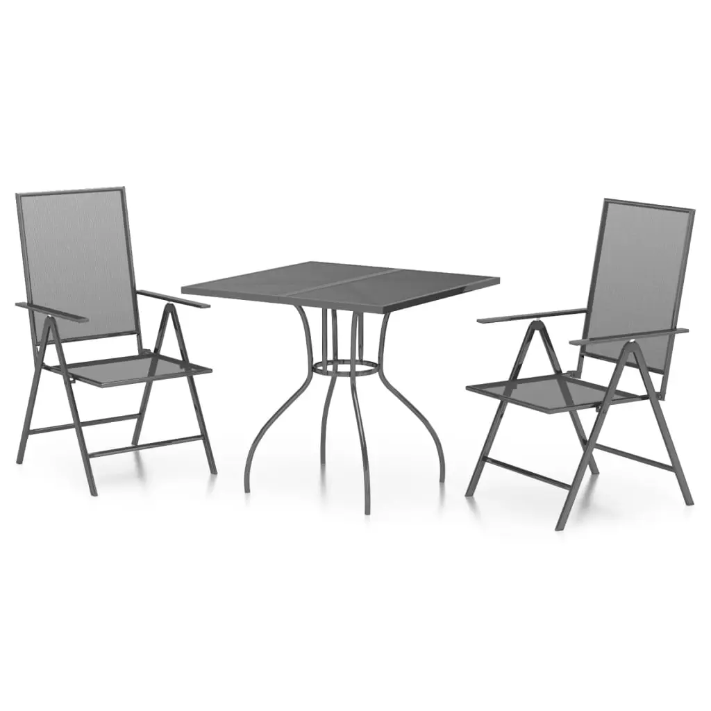 Ensemble de 3 pcs table de jardin avec chaises – mobilier de jardin anthracite acier-JU3149