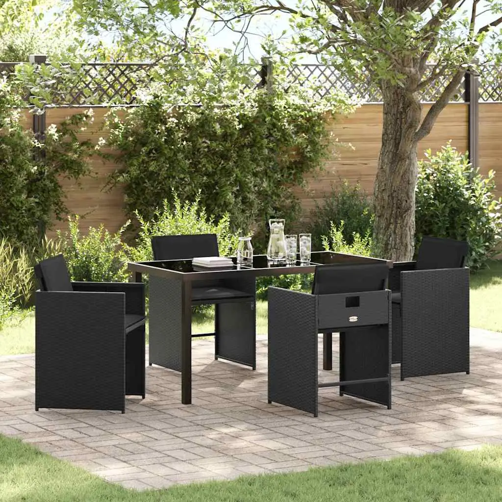 Ensemble de salle à manger pour jardin 5 pcs Noir polyrotin vidaXL 3380690