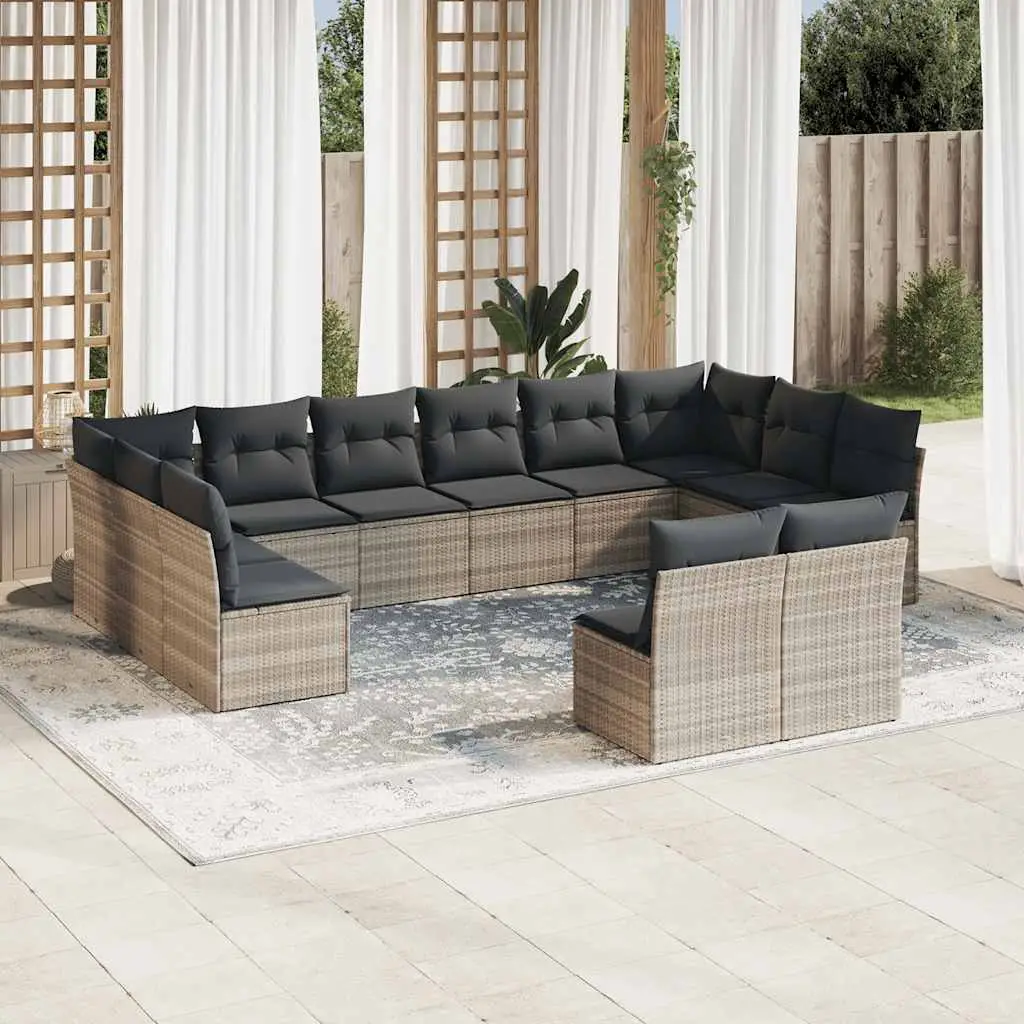 Ensemble Canapés de Jardin 12 Places Résine Tressée Modulable pour Terrasse ou Patio Gris Clair – ComfortXL Outdoor Living