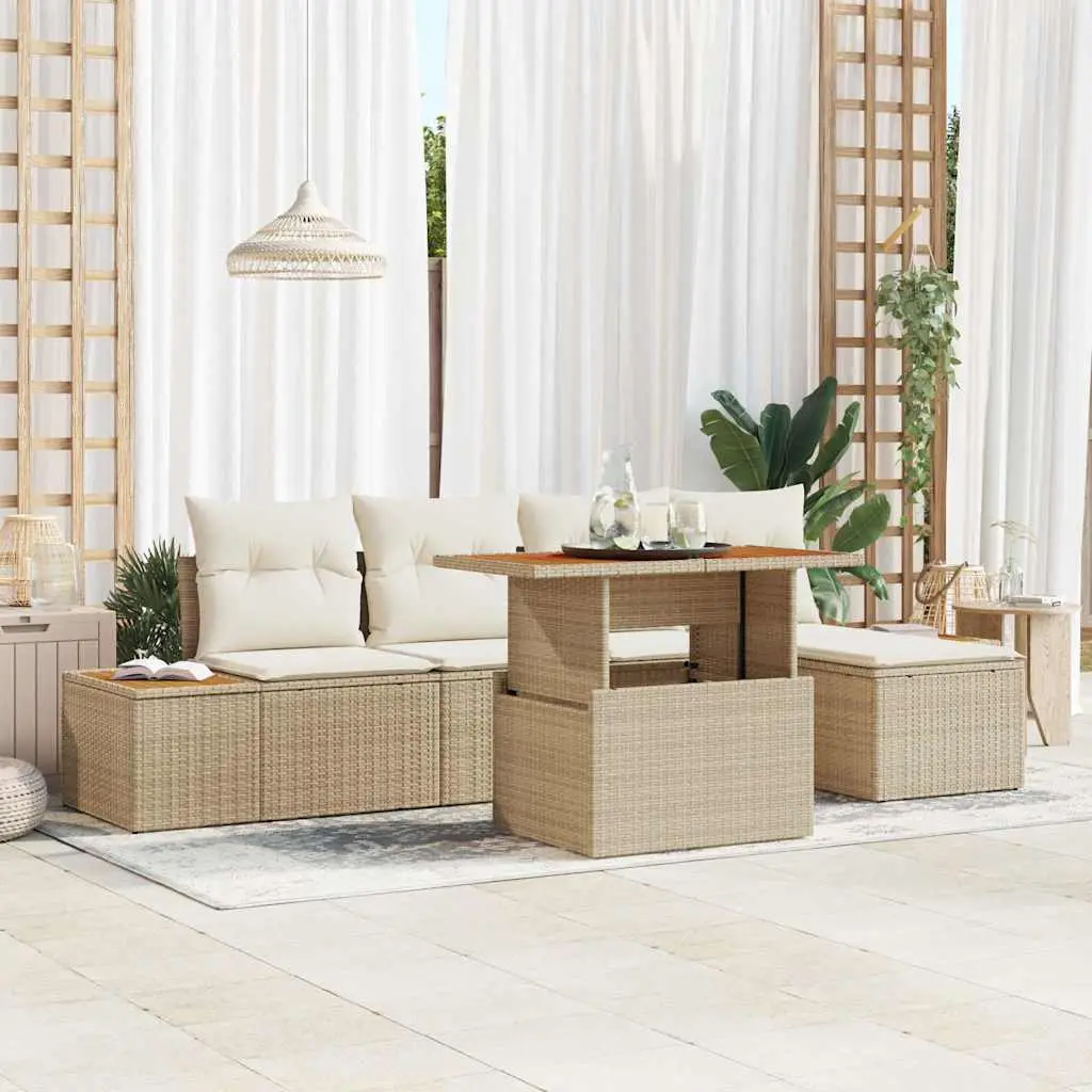 Ensemble de salle à manger pour jardin 6 pcs Beige et crème vidaXL 3350063 beige et crème