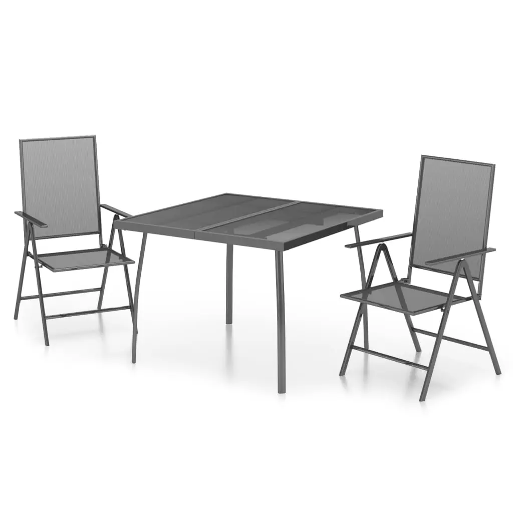 Ensemble de 3 pcs table de jardin avec chaises – mobilier de jardin anthracite acier-JU3114