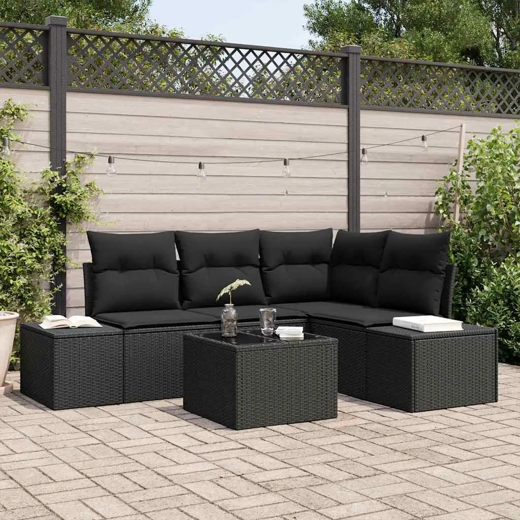 Ensemble de canapé de jardin avec stockage Noir polyrotin vidaXL 3355722