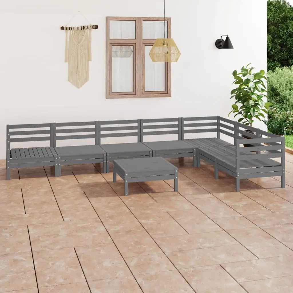 Ensemble de Jardin Modulable 8 Pièces en Pin Massif Gris, Mobilier d’Extérieur Aménageable – ComfortXL Outdoor Living