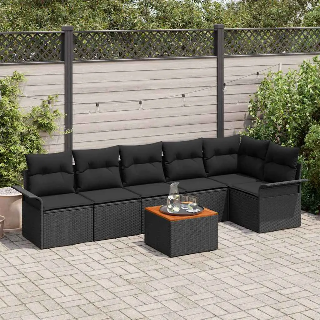 Ensemble de canapé de jardin avec stockage 7 pcs Noir polyrotin vidaXL 3356007